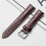 14mm Calf Leather Watch Band(Brown White Lines)