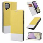 For Samsung Galaxy A22 5G Cross Texture Magnetic Horizontal Flip Leather Case with Card Slots & Holder & Wallet(Yellow)