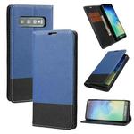 For Samsung Galaxy S10+ Cross Texture Magnetic Horizontal Flip Leather Case with Card Slots & Holder & Wallet(Blue)