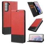 For Samsung Galaxy S21 5G Cross Texture Magnetic Horizontal Flip Leather Case with Card Slots & Holder & Wallet(Red)