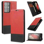 For Samsung Galaxy S21 Ultra 5G Cross Texture Magnetic Horizontal Flip Leather Case with Card Slots & Holder & Wallet(Red)
