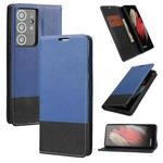 For Samsung Galaxy S21 Ultra 5G Cross Texture Magnetic Horizontal Flip Leather Case with Card Slots & Holder & Wallet(Blue)