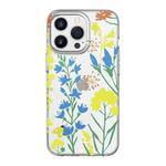 Mutural HUAJIANJI Series PC + TPU Floral Design Shockproof Case For iPhone 13 Pro Max(Blue Butterfly Iris)