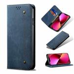 For iPhone 13 Denim Texture Casual Style Horizontal Flip Leather Case with Holder & Card Slots & Wallet(Blue)