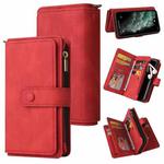 Skin Feel PU + TPU Horizontal Flip Leather Case with Holder & 15 Cards Slot & Wallet & Zipper Pocket & Lanyard For iPhone 11 Pro Max(Red)