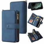 Skin Feel PU + TPU Horizontal Flip Leather Case with Holder & 15 Cards Slot & Wallet & Zipper Pocket & Lanyard For iPhone 11 Pro Max(Blue)
