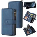 Skin Feel PU + TPU Horizontal Flip Leather Case with Holder & 15 Cards Slot & Wallet & Zipper Pocket & Lanyard For iPhone 11 Pro(Blue)