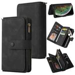 For iPhone XS Max Skin Feel PU + TPU Horizontal Flip Leather Case with Holder & 15 Cards Slot & Wallet & Zipper Pocket & Lanyard(Black)