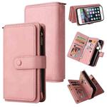 Skin Feel PU + TPU Horizontal Flip Leather Case with Holder & 15 Cards Slot & Wallet & Zipper Pocket & Lanyard For iPhone 8 Plus & 7 Plus(Pink)