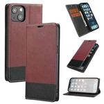 For iPhone 13 mini Cross Texture Magnetic Horizontal Flip Leather Case with Card Slots & Holder & Wallet (Wine Red)