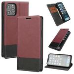 For iPhone 13 Pro Cross Texture Magnetic Horizontal Flip Leather Case with Card Slots & Holder & Wallet (Wine Red)
