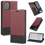 For iPhone 13 Pro Max Cross Texture Magnetic Horizontal Flip Leather Case with Card Slots & Holder & Wallet (Wine Red)