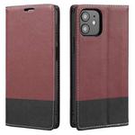 For iPhone 12 mini Cross Texture Magnetic Horizontal Flip Leather Case with Card Slots & Holder & Wallet (Wine Red)