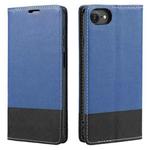 For iPhone SE 2022 / SE 2020 / 8 / 7 Cross Texture Magnetic Horizontal Flip Leather Case with Card Slots & Holder & Wallet(Blue)