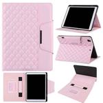 Checkered Pattern Horizontal Flip Leather Case with Holder & Card Slots & Hand Strap For iPad 10.2 (2021 / 2020 / 2019) / Air 10.5 2019 / Pro 10.5 2017(Pink)