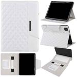 For iPad Pro 11 (2021 / 2020 / 2018) / Air 10.9 2020 Checkered Pattern Horizontal Flip Leather Tablet Case with Holder & Card Slots & Hand Strap(White)
