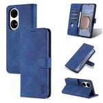 For Huawei P50 Pro AZNS Skin Feel Calf Texture Horizontal Flip Leather Case with Card Slots & Holder & Wallet(Blue)