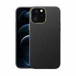 Electroplating Leather Texture PC + TPU Shockproof Case For iPhone 13(Black)