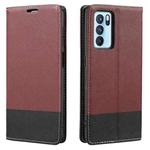 For OPPO A55 5G Cross Texture Magnetic Horizontal Flip Leather Case with Card Slots & Holder & Wallet(Wine Red)