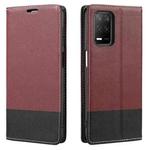 For OPPO Realme 8 5G Cross Texture Magnetic Horizontal Flip Leather Case with Card Slots & Holder & Wallet(Wine Red)