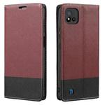 For OPPO Realme C15 Cross Texture Magnetic Horizontal Flip Leather Case with Card Slots & Holder & Wallet(Wine Red)