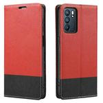 For OPPO Reno6 5G Cross Texture Magnetic Horizontal Flip Leather Case with Card Slots & Holder & Wallet(Red)