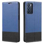 For OPPO Reno6 5G Cross Texture Magnetic Horizontal Flip Leather Case with Card Slots & Holder & Wallet(Blue)