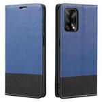 For OPPO A74 Cross Texture Magnetic Horizontal Flip Leather Case with Card Slots & Holder & Wallet(Blue)