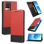 For OPPO Realme 8 Cross Texture Magnetic Horizontal Flip Leather Case with Card Slots & Holder & Wallet(Red)