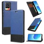 For OPPO Realme 8 Cross Texture Magnetic Horizontal Flip Leather Case with Card Slots & Holder & Wallet(Blue)