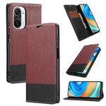 For Xiaomi Redmi K40 Cross Texture Magnetic Horizontal Flip Leather Case with Card Slots & Holder & Wallet(Wine Red)
