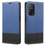 For Xiaomi Mi 10T 5G Cross Texture Magnetic Horizontal Flip Leather Case with Card Slots & Holder & Wallet(Blue)