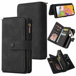 For Samsung Galaxy A01 Skin Feel PU + TPU Horizontal Flip Leather Case with Holder & 15 Cards Slot & Wallet & Zipper Pocket & Lanyard(Black)