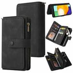 For Samsung Galaxy A03s Skin Feel PU + TPU Horizontal Flip Leather Case with Holder & 15 Cards Slot & Wallet & Zipper Pocket & Lanyard(Black)