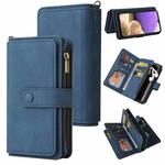 For Samsung Galaxy A32 4G Skin Feel PU + TPU Horizontal Flip Leather Case with Holder & 15 Cards Slot & Wallet & Zipper Pocket & Lanyard(Blue)