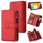 For Samsung Galaxy A52 5G / 4G Skin Feel PU + TPU Horizontal Flip Leather Case with Holder & 15 Cards Slot & Wallet & Zipper Pocket & Lanyard(Red)
