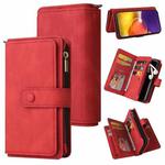 For Samsung Galaxy A82 5G Skin Feel PU + TPU Horizontal Flip Leather Case with Holder & 15 Cards Slot & Wallet & Zipper Pocket & Lanyard(Red)