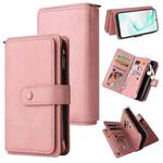 For Samsung Galaxy A91 / S10 Lite Skin Feel PU + TPU Horizontal Flip Leather Case with Holder & 15 Cards Slot & Wallet & Zipper Pocket & Lanyard(Pink)