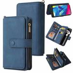 For Samsung Galaxy M10 / A10 Skin Feel PU + TPU Horizontal Flip Leather Case with Holder & 15 Cards Slot & Wallet & Zipper Pocket & Lanyard(Blue)