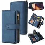 For Samsung Galaxy Note20 Ultra Skin Feel PU + TPU Horizontal Flip Leather Case with Holder & 15 Cards Slot & Wallet & Zipper Pocket & Lanyard(Blue)