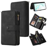 For Samsung Galaxy Note10 5G Skin Feel PU + TPU Horizontal Flip Leather Case with Holder & 15 Cards Slot & Wallet & Zipper Pocket & Lanyard(Black)