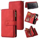 For Samsung Galaxy S9 Skin Feel PU + TPU Horizontal Flip Leather Case with Holder & 15 Cards Slot & Wallet & Zipper Pocket & Lanyard(Red)