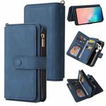 For Samsung Galaxy S10 Skin Feel PU + TPU Horizontal Flip Leather Case with Holder & 15 Cards Slot & Wallet & Zipper Pocket & Lanyard(Blue)