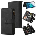 For Samsung Galaxy S20 FE Skin Feel PU + TPU Horizontal Flip Leather Case with Holder & 15 Cards Slot & Wallet & Zipper Pocket & Lanyard(Black)