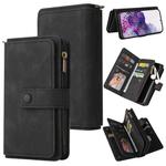 For Samsung Galaxy S20+ Skin Feel PU + TPU Horizontal Flip Leather Case with Holder & 15 Cards Slot & Wallet & Zipper Pocket & Lanyard(Black)