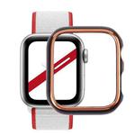 Dual-color Electroplating PC Protective Watch Case For Apple Watch Series 7 & 6 & SE & 5 & 4 44mm(Rose Gold Edge + Black Bottom)