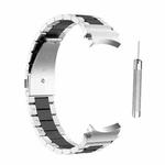 For Samsung Galaxy Watch4 / Watch4 Classic Three Strains Steel Watch Band(Silver Black)