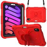 For iPad mini 6 Pure Color PC + Silicone Anti-drop Protective Tablet Case with Butterfly Shape Holder & Pen Slot(Red)