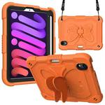 For iPad mini 6 Pure Color PC + Silicone Anti-drop Protective Tablet Case with Butterfly Shape Holder & Pen Slot(Kumquat)