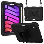 For iPad mini 6 Pure Color PC + Silicone Anti-drop Protective Tablet Case with Butterfly Shape Holder & Pen Slot(Black)